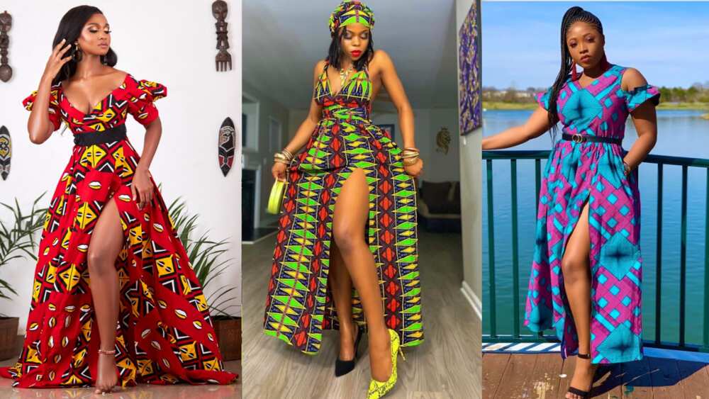 Long Ankara flare gowns with a front part Long Ankara flare gowns with a front part