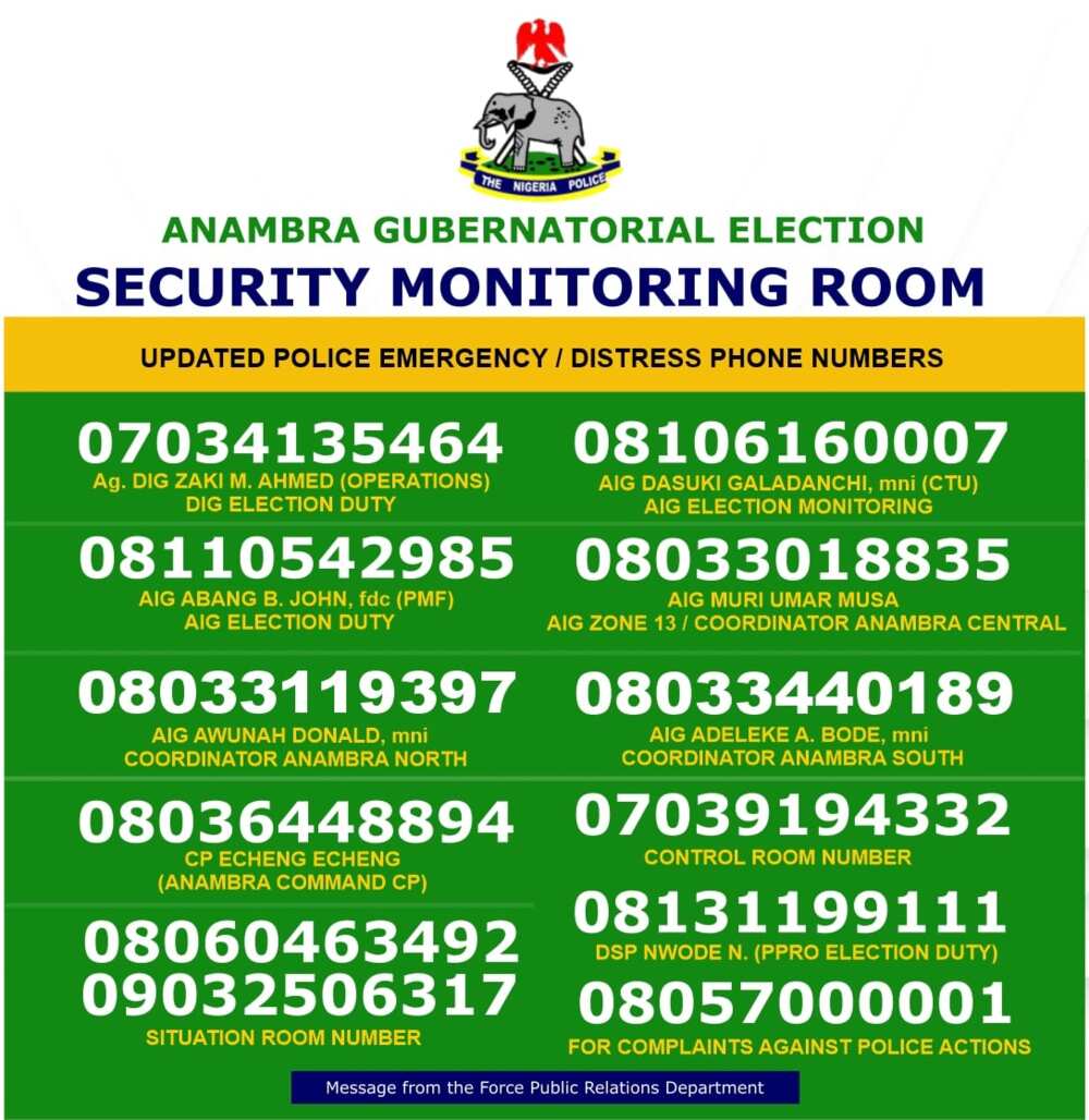 Anambra Decides 2021: List of Phone Numbers to Contact in Case of Security Emergency