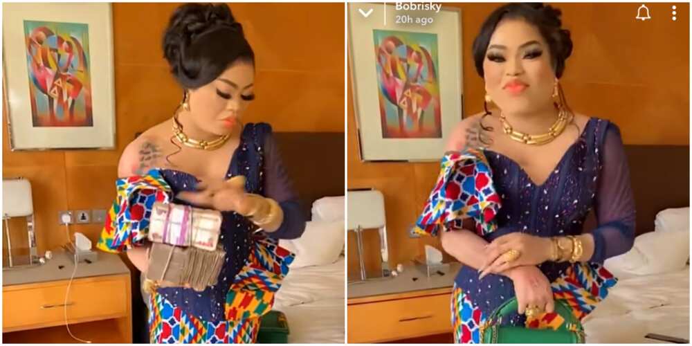 Bobrisky flaunts cash in new video