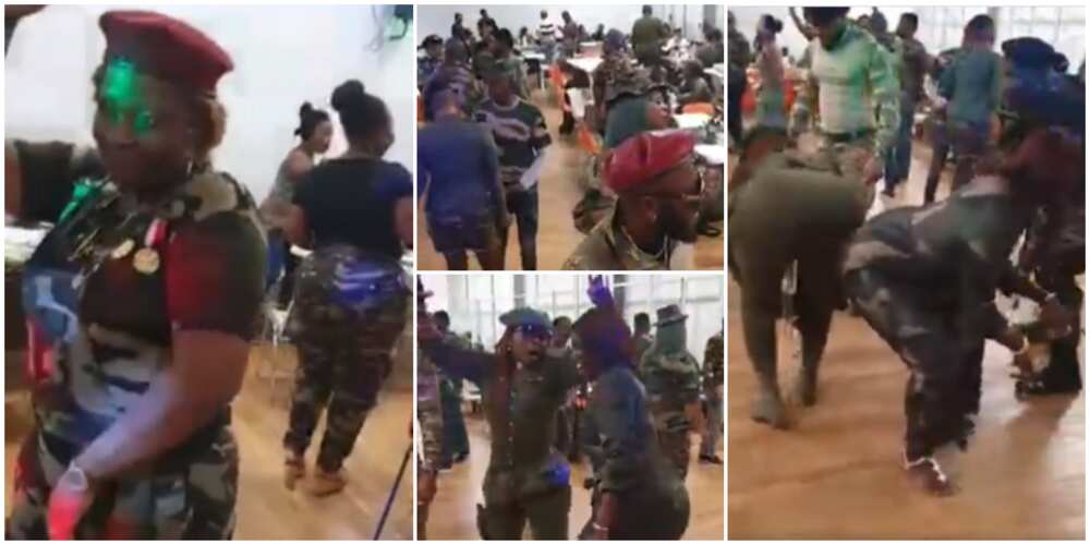 Nigerians react to video of men and women rocking different styles of ;army' dresses to party
