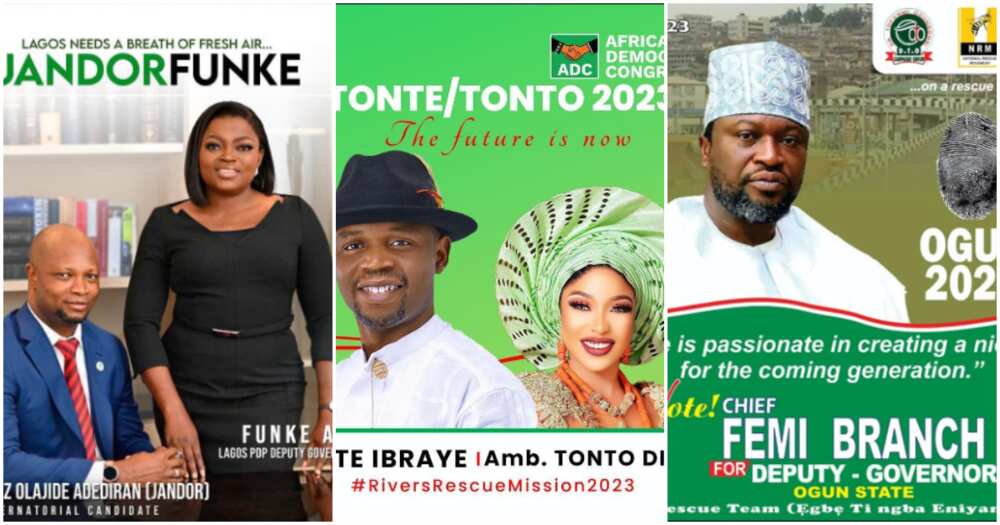 Funke Akindele, Tonto Dikeh, Femi Branch and Carolyn Hutchings all contesting as deputy governors of their state