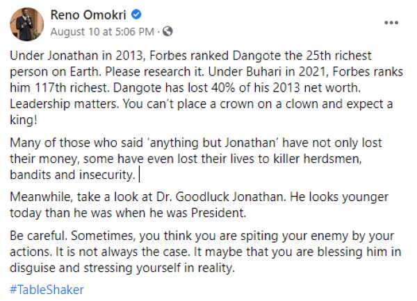 Reno Omokri lies again, claims Aliko Dangote ranked 117th richest by Forbes