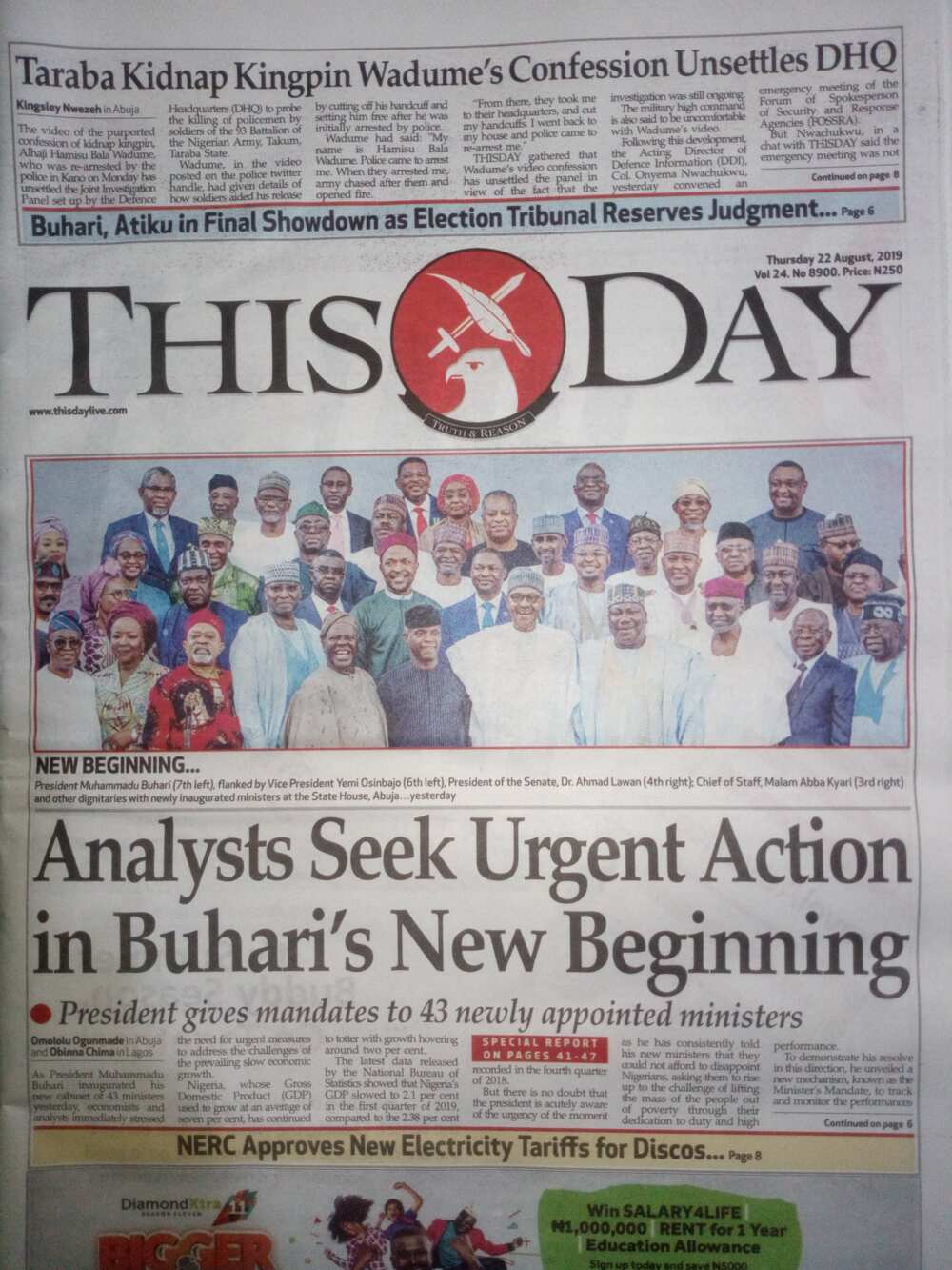 ThisDay newspaper review of August 22