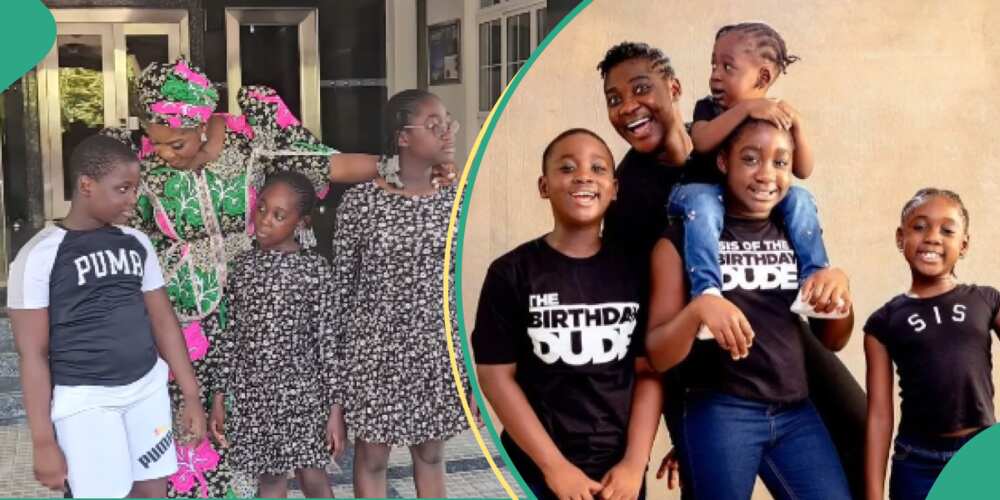 Mercy Johnson steps out with kids.