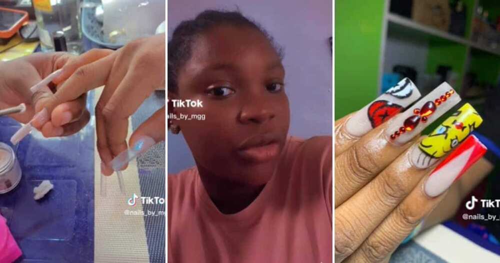 TikTok user @nails_by_mgg showed off her work as well as her amazing innovation TikTok user @nails_by_mgg showed off her work as well as her amazing innovation