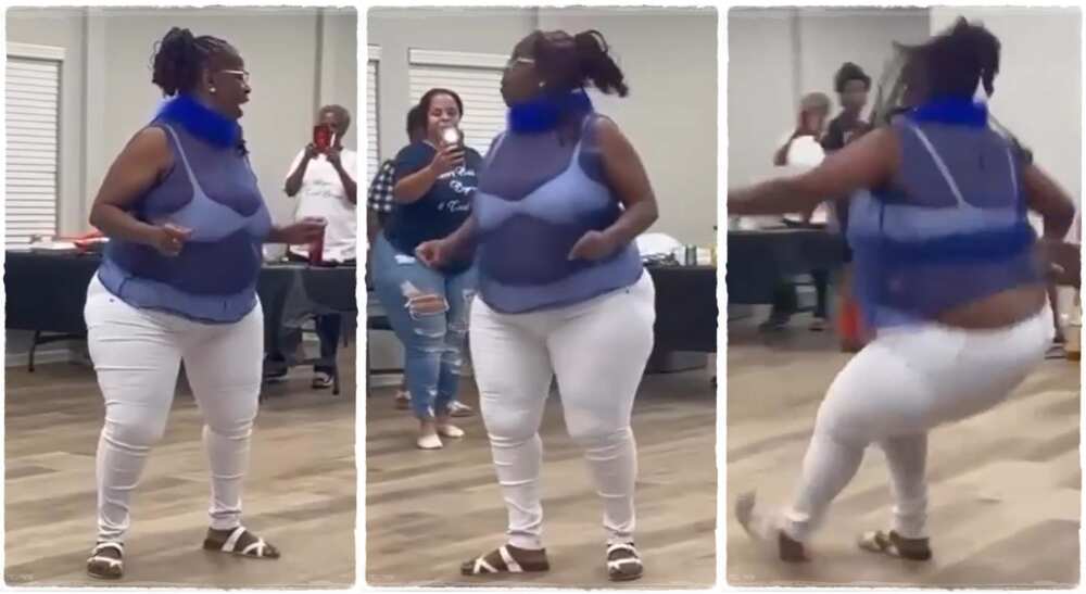 A lady staggered and fell while dancing. A lady staggered and fell while dancing.