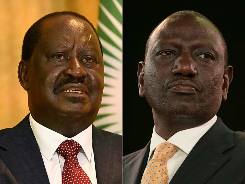 Raila Odinga (left) lost by less than two percentage points to William Ruto