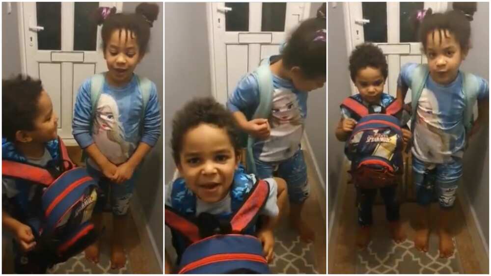 Two abroad based kids pack their bags, say they are going to Nigeria, show mum their passports