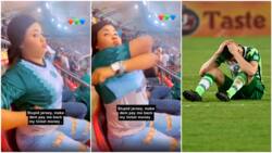 Lady pulls off Nigerian jersey in stadium during Super Eagles vs Ghana match, someone tells her sorry in video