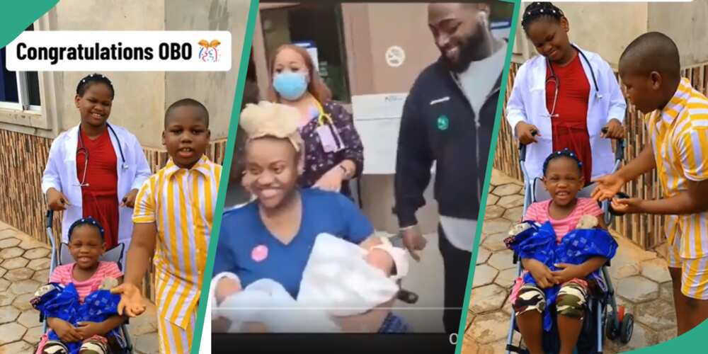 Children recreate Davido and Chioma welcoming twins