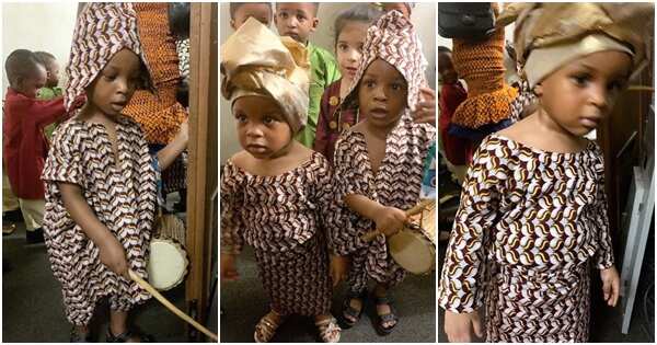 Paul Okoye's twins step out looking adorable in traditional outfit for school Cultural Day