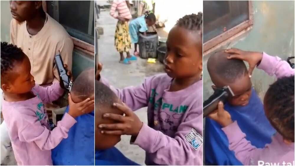 Talented Naija kid barbs hair impressively Talented Naija kid barbs hair impressively