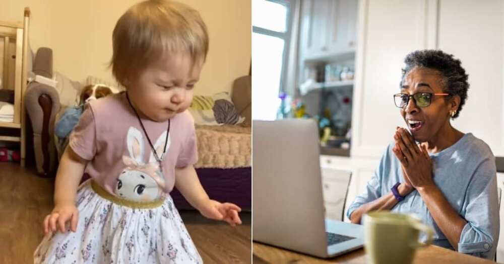 Reactions as little girl dances hard on a spot with eyes shut in adorable video