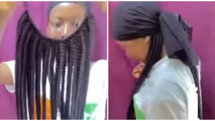 Very creative: Nigerians impressed as lady shares video of braids hairstyle hack