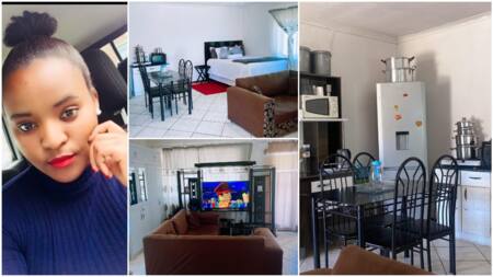 Lady makes her 1 room look like 5-star hotel, arranges microwave, dinning set, cooker in small space