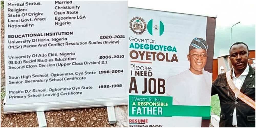 The Nigerian man has got social media talking with his roll up banner