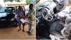 Benue governor buys big car, sends it to 84-year-old man who helped him when he was coming up, photos go viral
