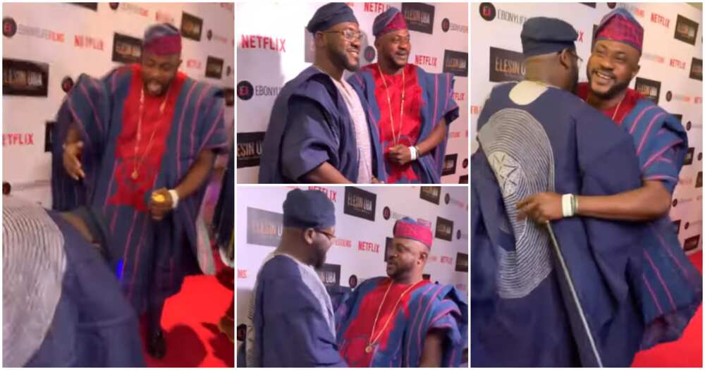 Odunlade Adekola and Deyemi Okanlawon at Elesin Oba movie premiere.