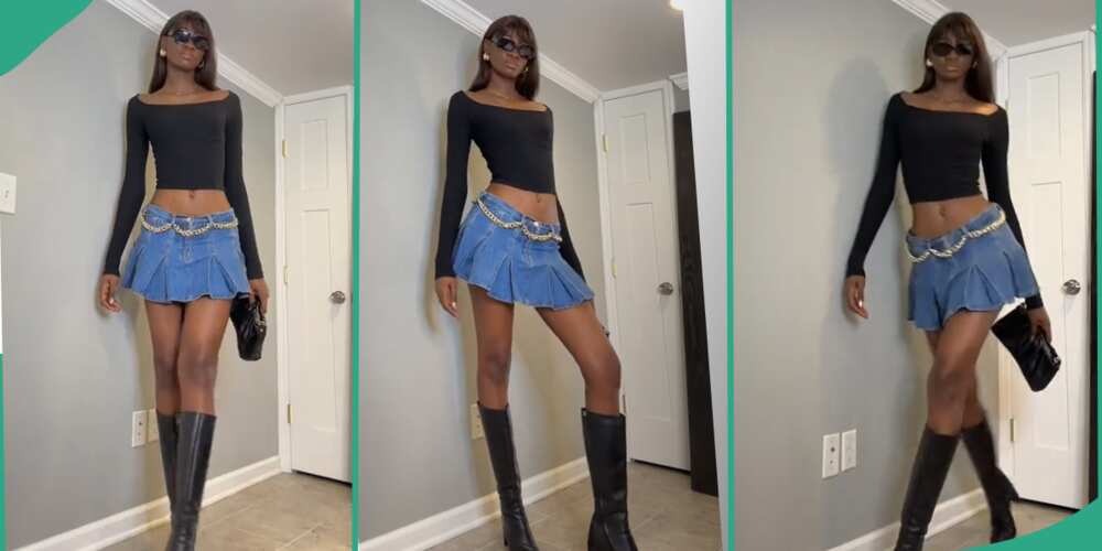 You are good - Nigerian lady with attractive long legs catwalks like  super-model, video goes viral