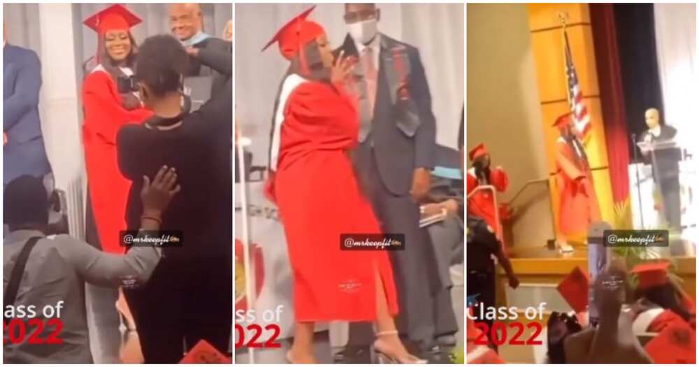 Lady refuses to shaek her teachers, on stage, senior year hell, viral video