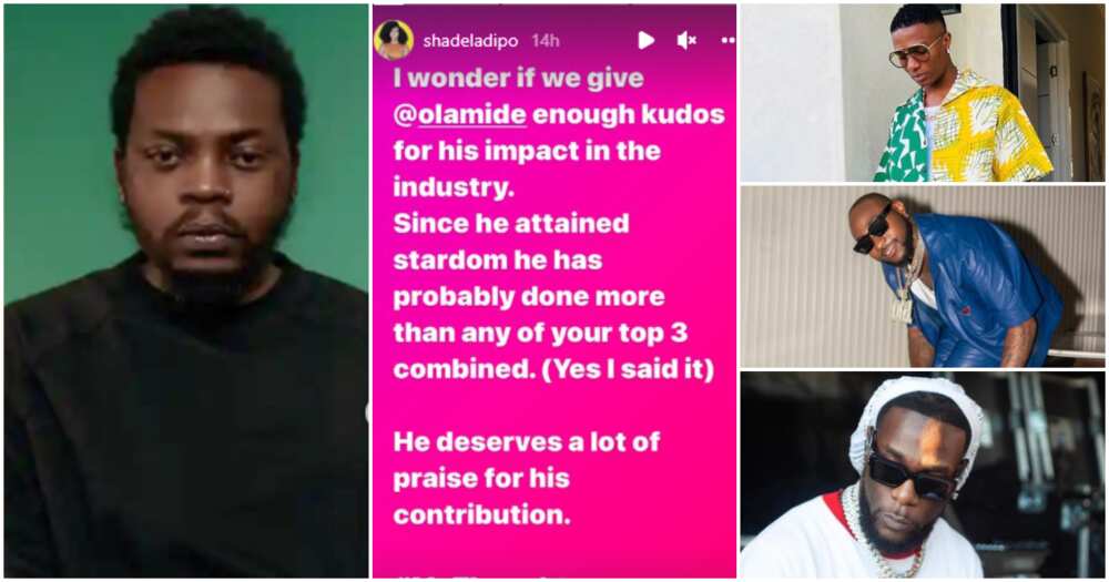 Shade Ladipo praises Olamide, shades top 3 artistes.