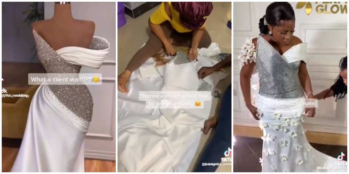 Check out viral video of wedding dress tailor recreated for a bride