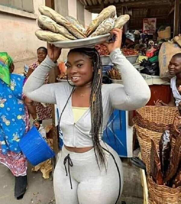 Photos of a slay queen selling fishes go viral on the internet