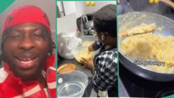 "Wetin be this?" Reactions as man displays bad semo his Igbo girlfriend prepared for him in video