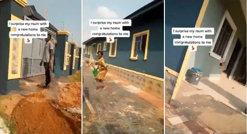 Congratulations pour in as lady finally builds mum a big house, her beautiful reaction captured in sweet video