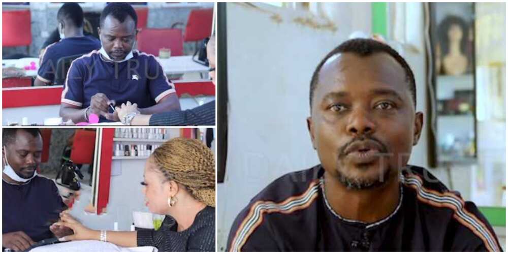I have no regrets; Nigerian graduate who makes a living fixing nails, he has been into it for the past 16 years