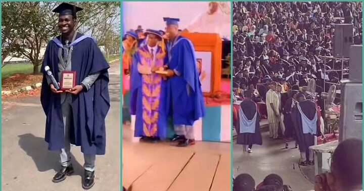 Man celebrated in school for emerging best graduating student