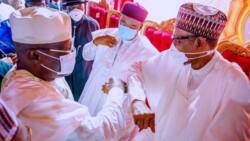 Video shows Buhari, Atiku "exchanging banters" at president's son's wedding, Nigerians react