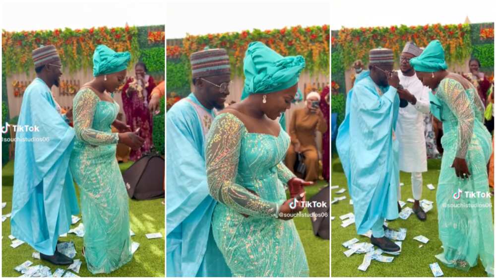 Beautiful dancing bride/groom became shy.