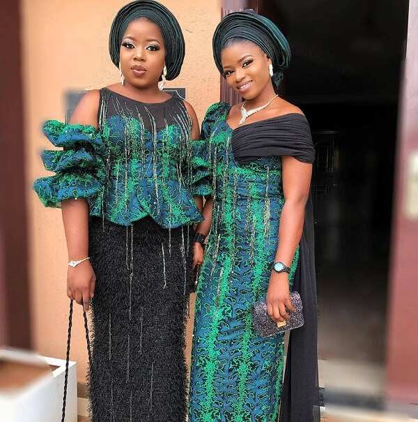 Bella Naija fashion dresses with mixed fabrics