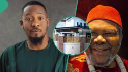 "The legend": Junior Pope gushes, celebrates as Pete Edochie calls to congratulate him on new house