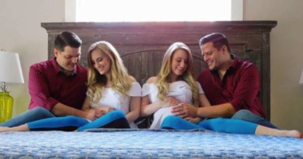 Identical twin sisters who married twin hubbies expecting babies together