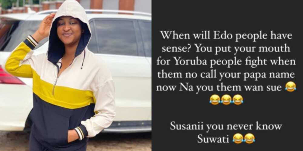 When will Edo people have sense? Etinosa slams Davido's PA for getting involved in DJ Cuppy and Zlatan's drama