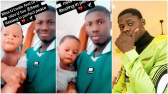Imole: Man gets emotional after seeing Mohbad's child for 1st time, baby plays with him