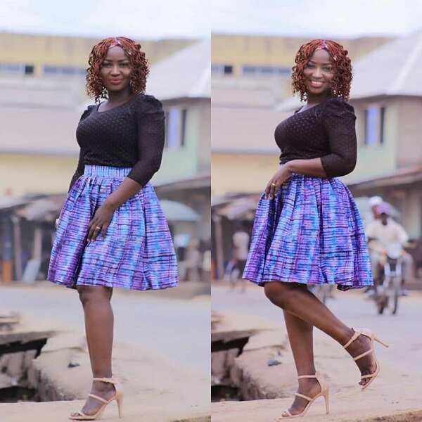 Adire styles for ladies: flared skirt