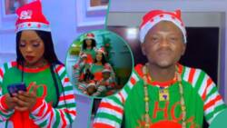 Baby mamas missing as Portable, wife and kids have fun Christmas shoot with mystery lady and her son