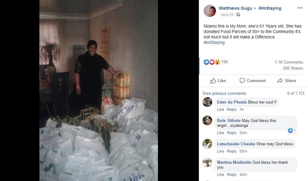 Kind gogo, 61, buys food parcels for less fortunate families