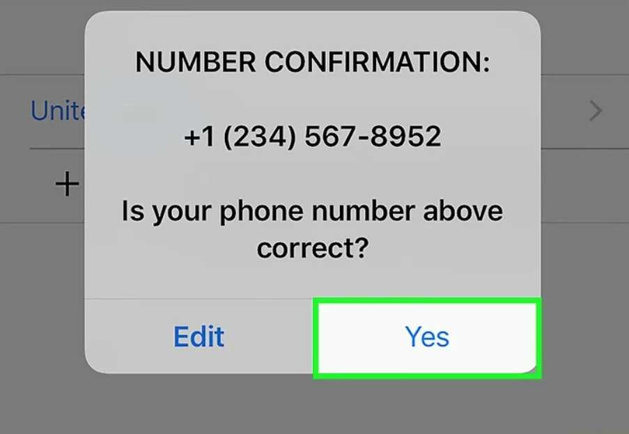 Confirm the entered phone number
