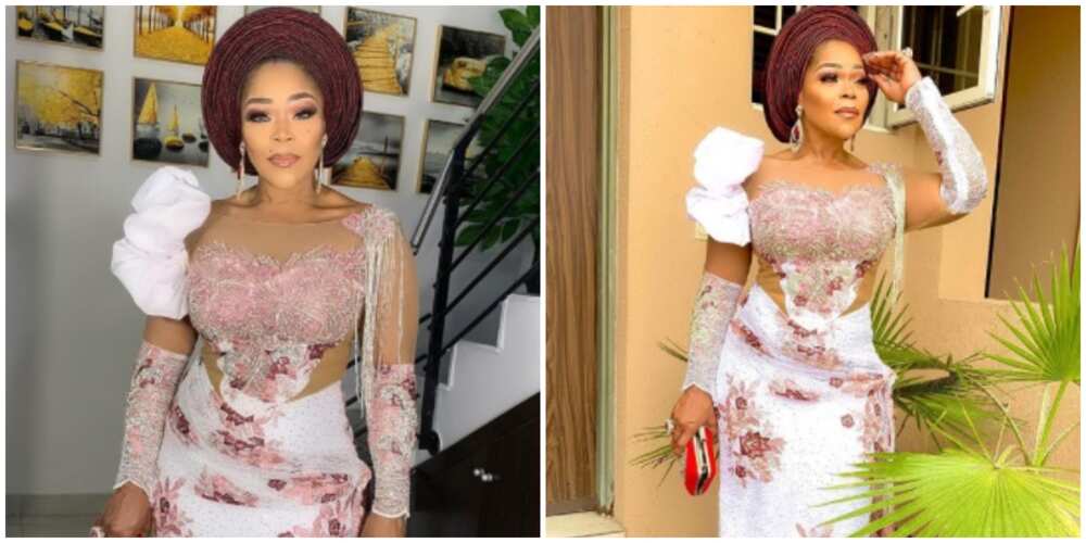 Photos of Shaffy Bello's asoebi look.