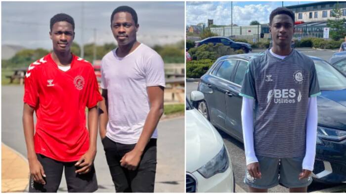 Actor Ali Nuhu shares photos of his grown-up son who plays professional football in England, Nigerians gush