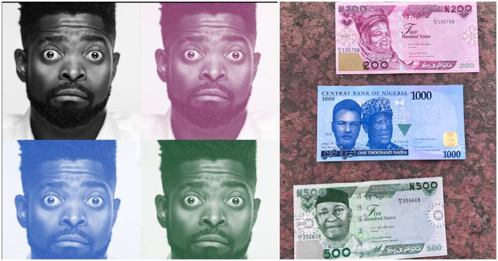 Photos of Basketmouth and new naira notes