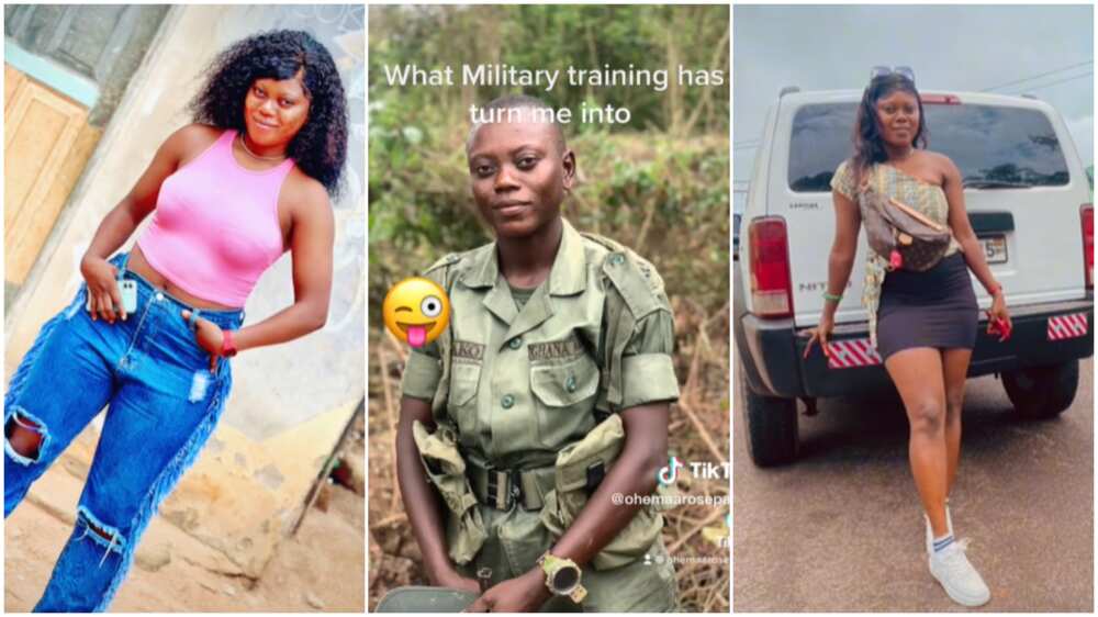 Ladies in military/lady's face changed after training. Ladies in military/lady's face changed after training.