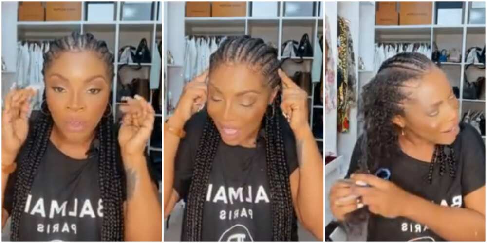 I can't think straight: Laura Ikeji cries out as she yanks off headache inducing braids after 4 hours