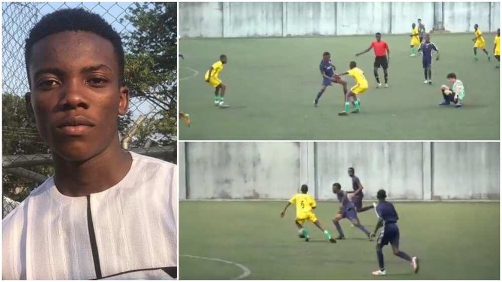 See how talented young Nigerian dribbled many people on football pitch with his left foot (video)