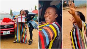 A collage of the woman as she received the gift. Photo source: Instagram/Sandra Desmond A collage of the woman as she received the gift. Photo source: Instagram/Sandra Desmond