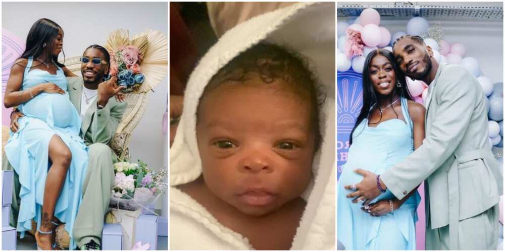 Ex-governor’s Daughter Grace Ladoja Finally Unveils Baby’s Face After Welcoming Son With Rapper Teezee